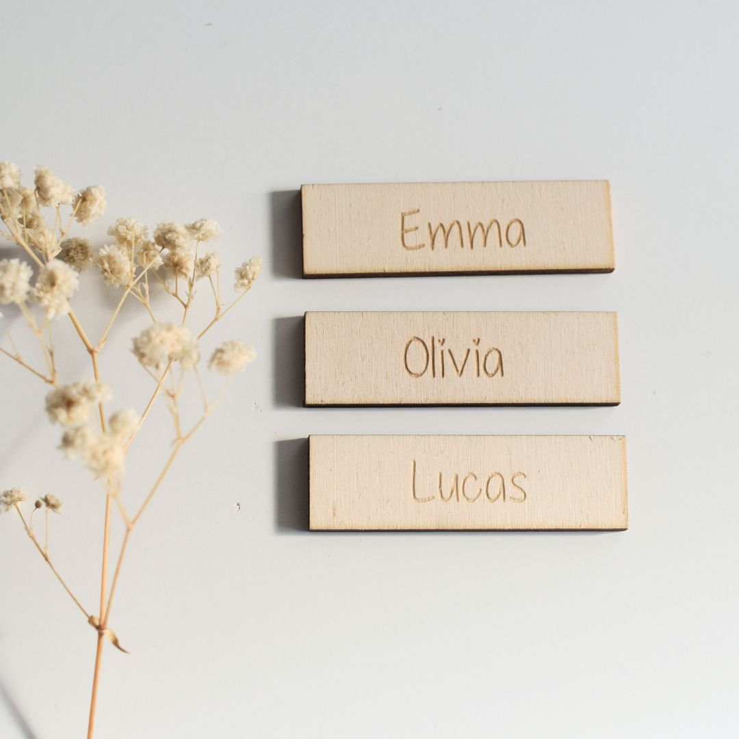 Holz Namensschild für Wochenplaner – Personalisierbar