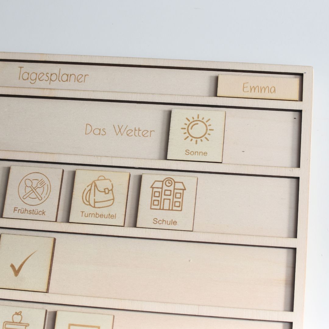 Holz Namensschild für Wochenplaner – Personalisierbar