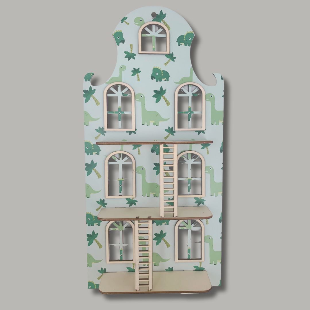Wandpuppenhaus mit Dinosaurier-print