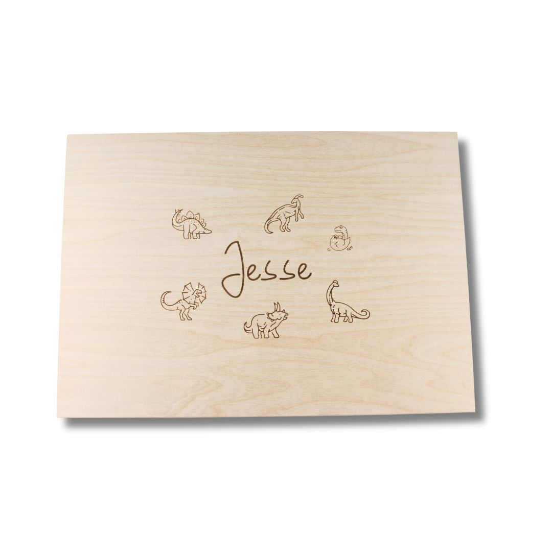 Holz-Spielkiste mit Deckel (Froukje) – Thema Dinosaurier