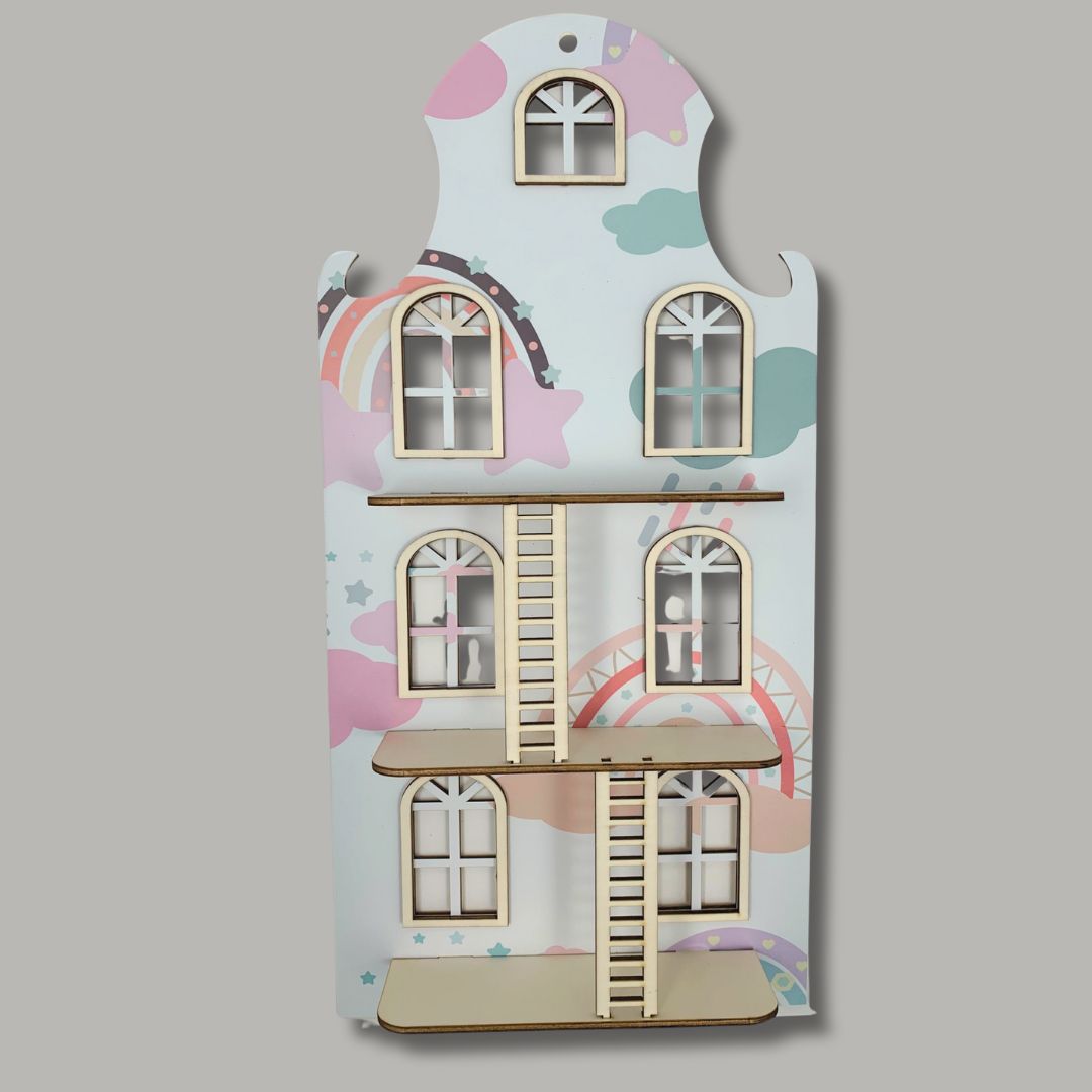 Wandpuppenhaus mit Regenbogen