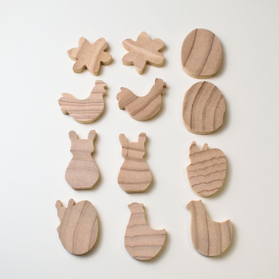 Osterfiguren aus Holz für kreatives Spielen