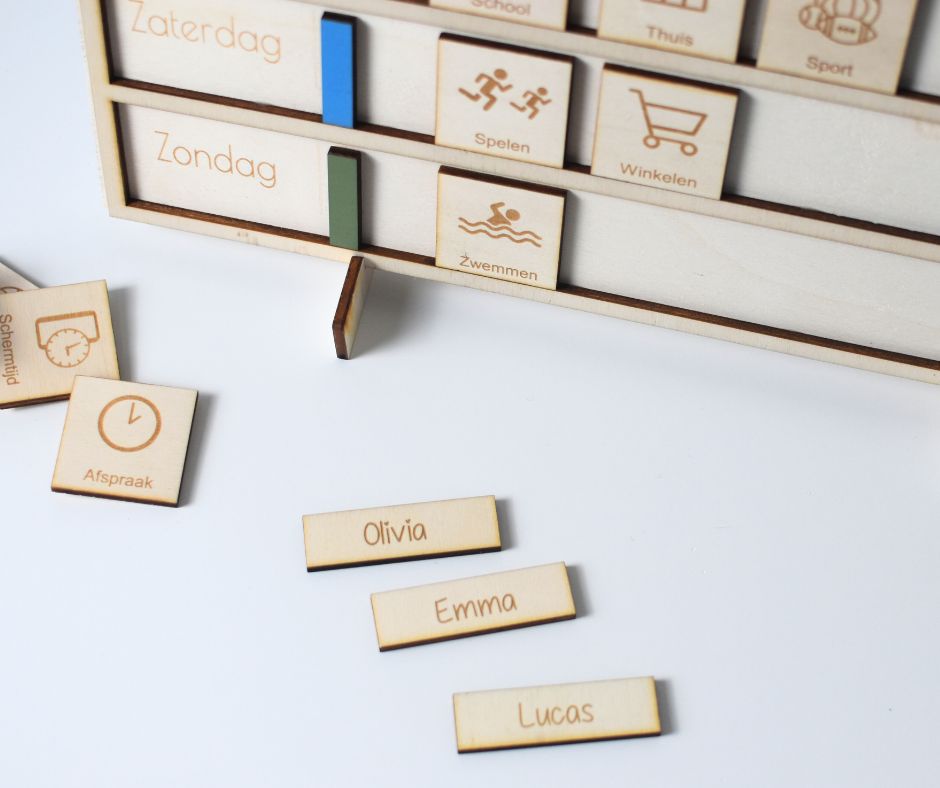 Holz Namensschild für Wochenplaner – Personalisierbar