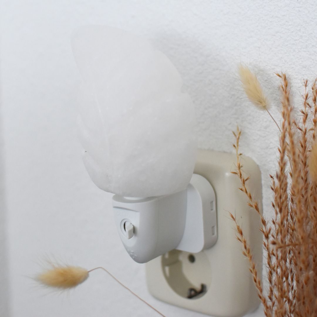 Nachtlicht Himalaya-Salz – Blatt Weiß