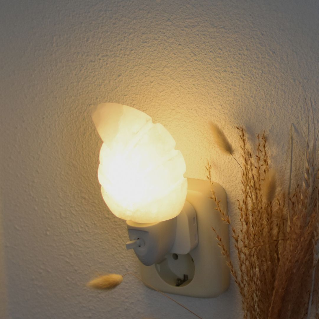 Nachtlicht Himalaya-Salz – Blatt Weiß