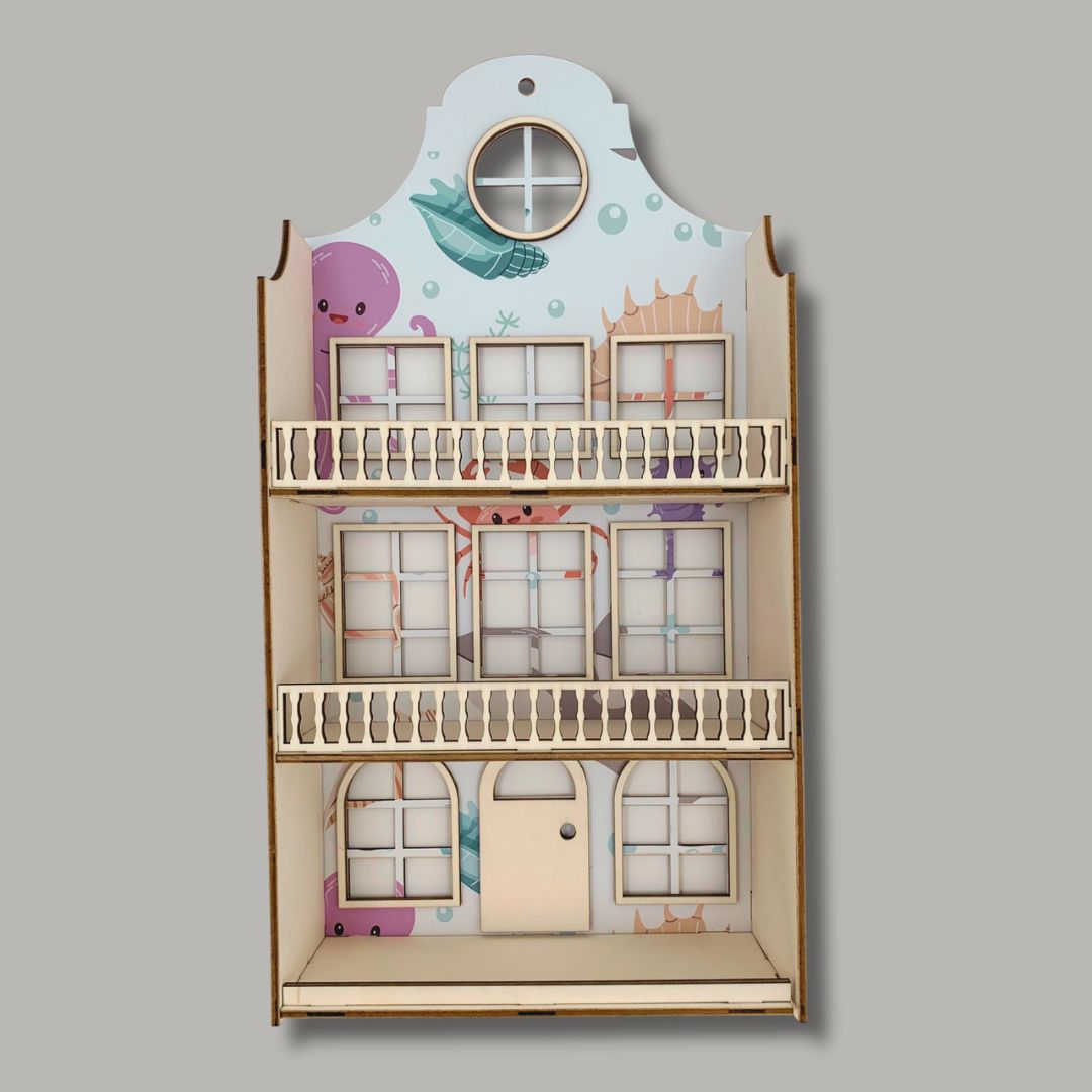 Wandpuppenhaus Ozean – mit Balkonen und Meeresfreunden