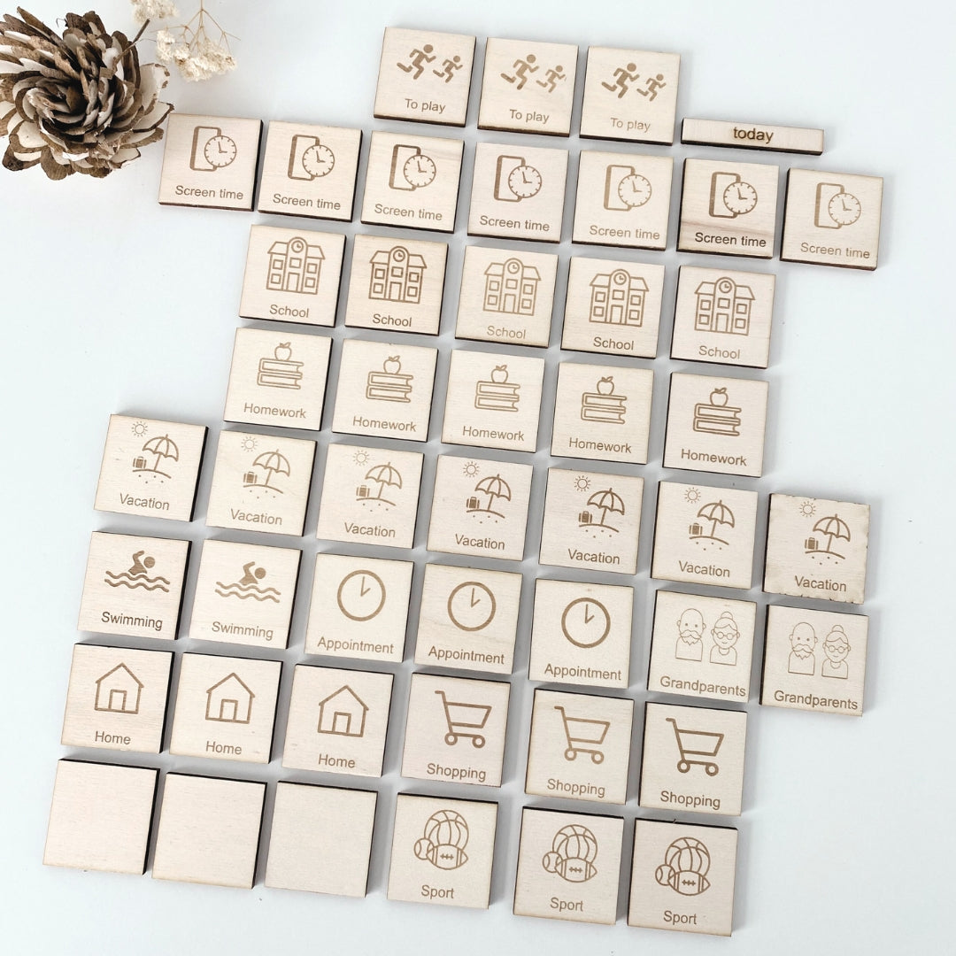 Weekly planner + 46 icons (English)
