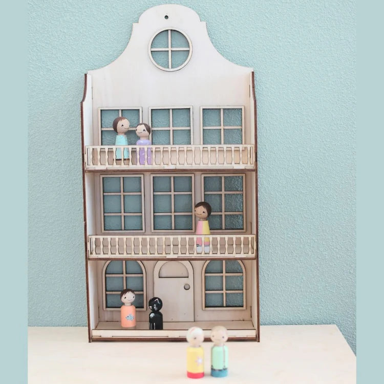 Wand-Puppenhaus mit Balkonnetzen
