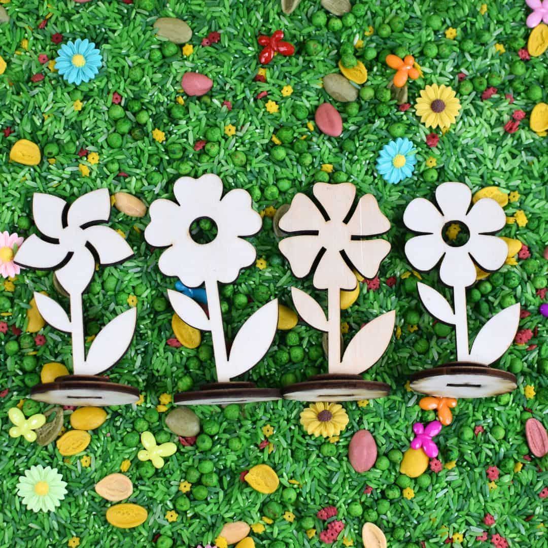 Holz Spielfiguren Blumen