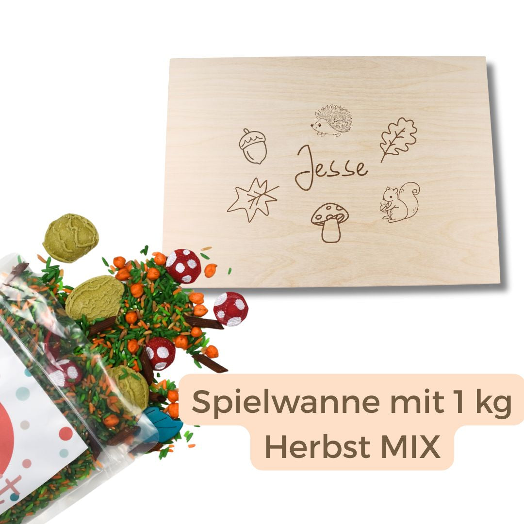 Holz-Spielwanne + 1 kg Herbst Mix – SET-Rabatt
