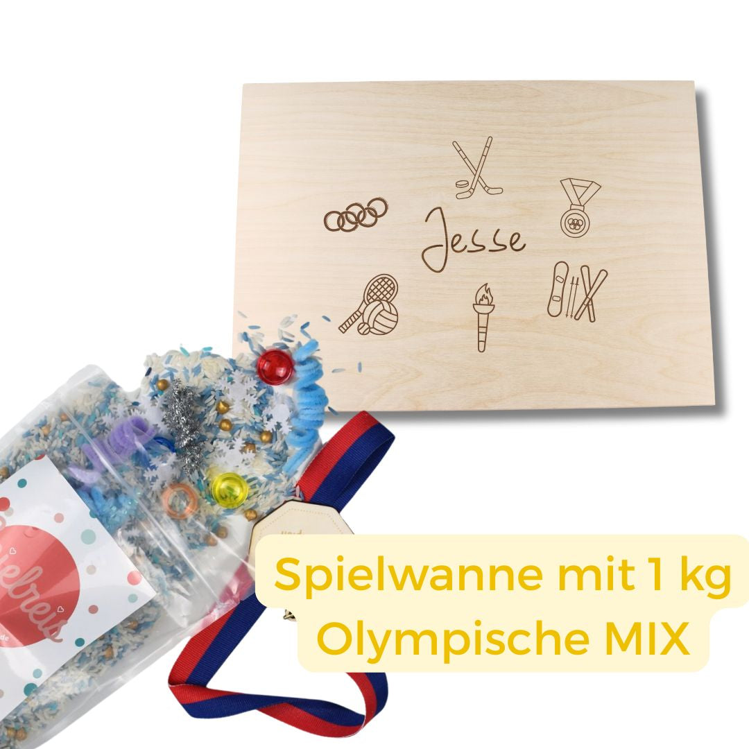 Holz-Spielwanne + 1 kg Happy Olympische Mix – SET-Rabatt