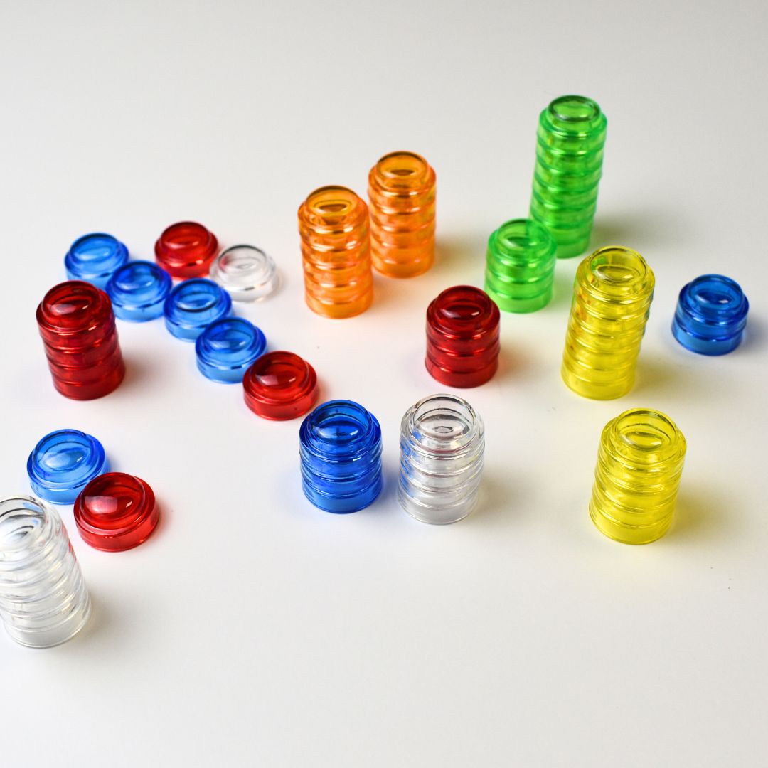 60 Bunte Stapelchips – Für kreativen Spielspaß