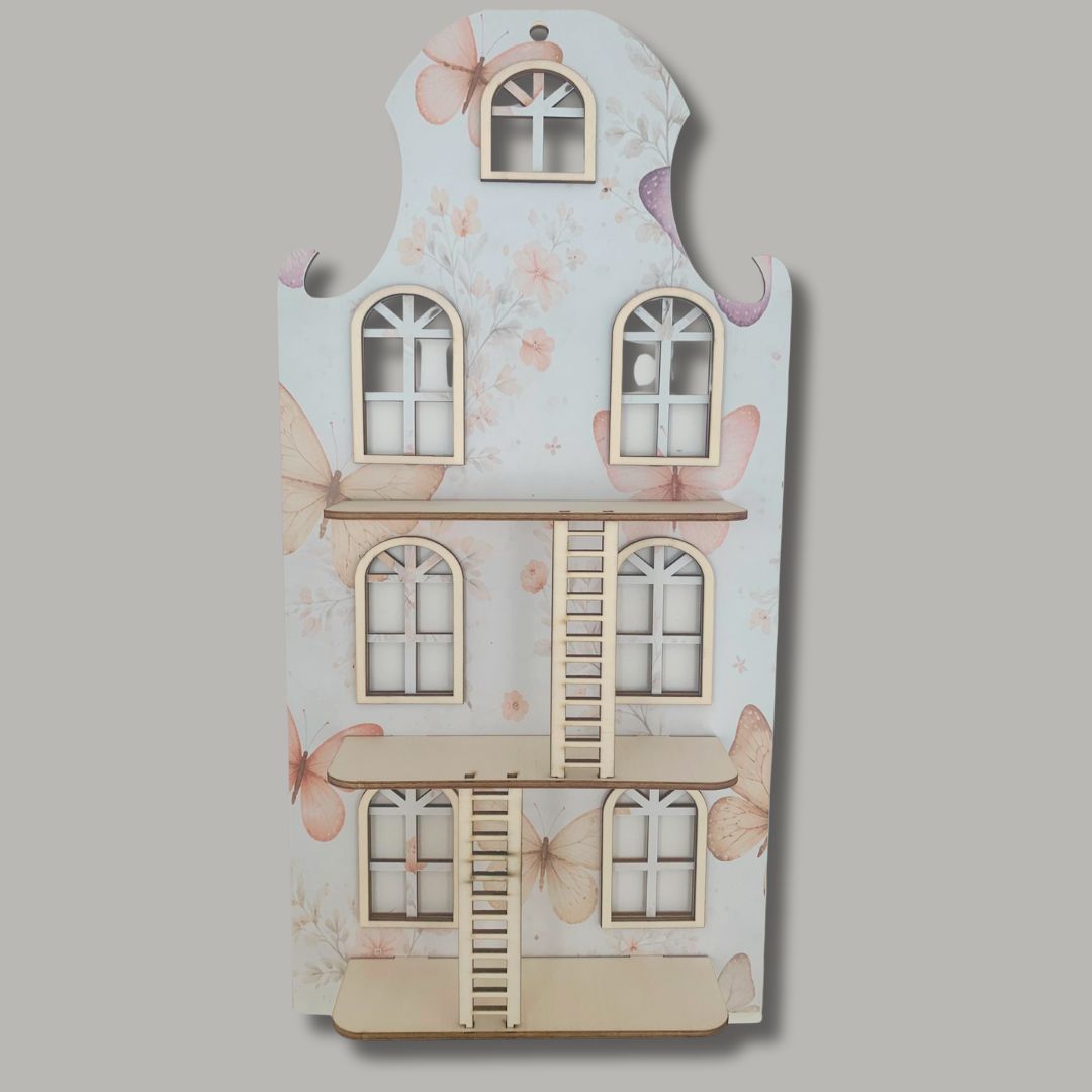 Wandpuppenhaus mit Schmetterlings-Print