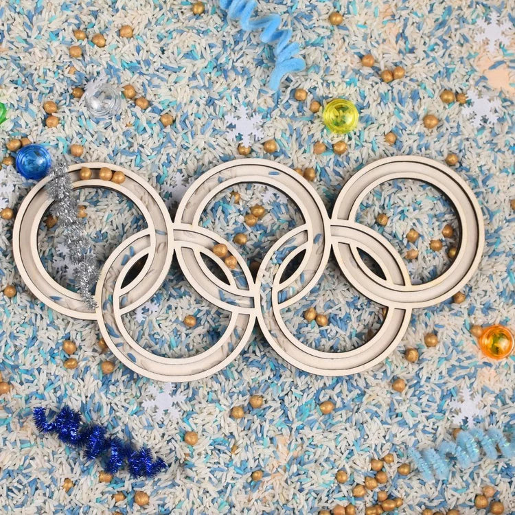 Holz-Füllform Olympische Ringe – Thema Olympische Winterspiele