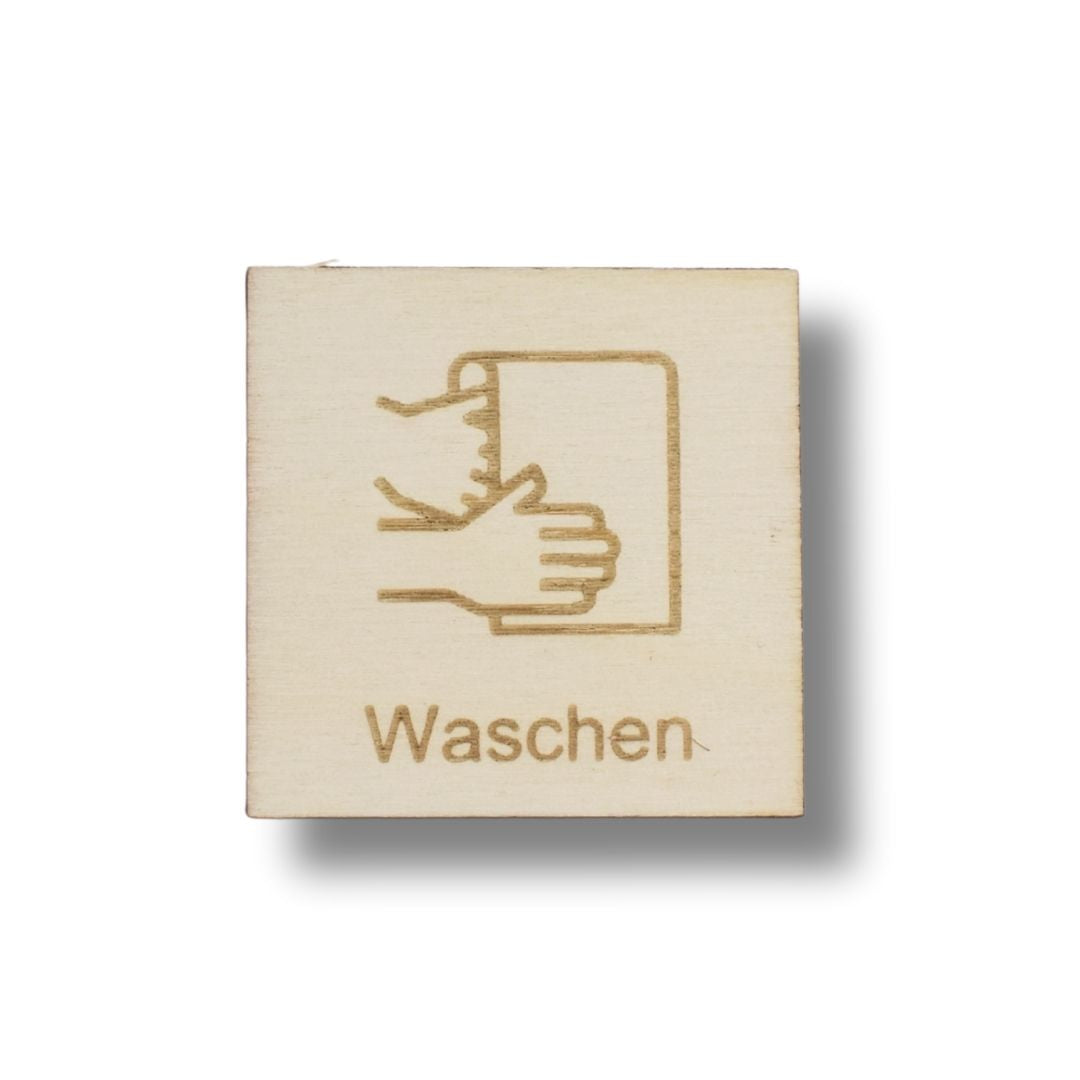Piktogramm Waschen mit Waschlappen