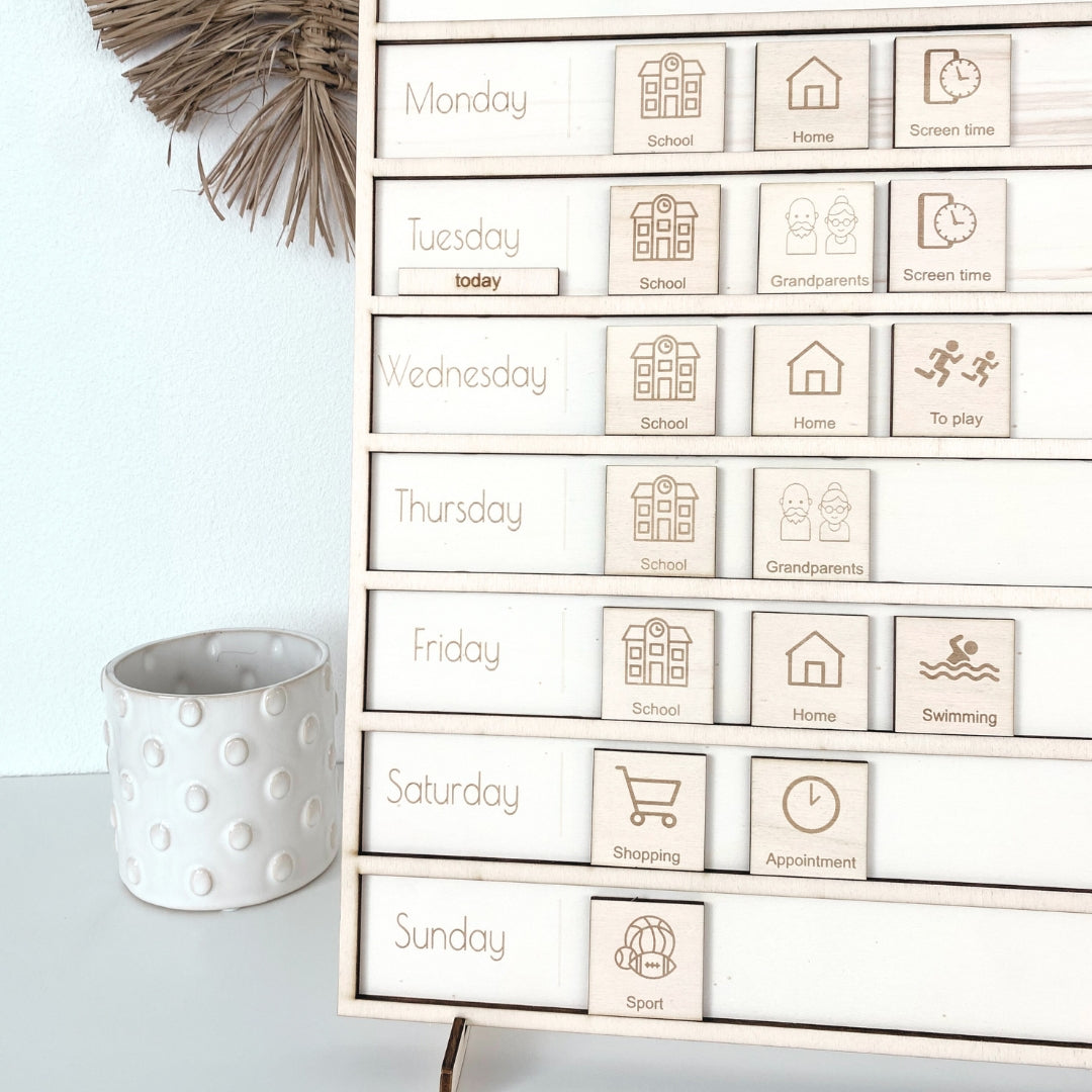 Weekly planner + 46 icons (English)